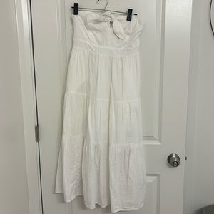 White strapless midi dress
